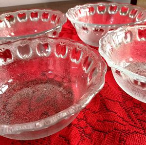 Set of 4 Glass Apple Dessert Bowls