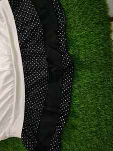 White Hooded Dress with Polka Dot Skirt