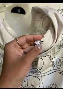 Elephant Print Button-Up Blouse
