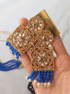 Royal Blue Beaded Choker Set