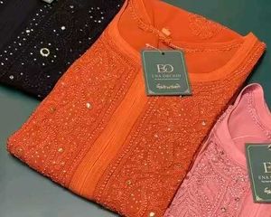 Pure Viscose Rust mukesh work Kurti