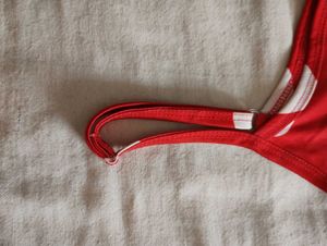 red colour camisole with heart shape pattern