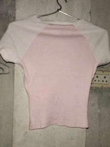 cute top white &amp;pink