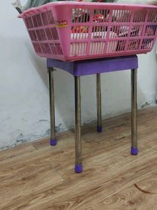 Purple and Silver Accent Stool