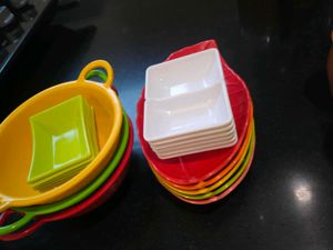 Colorful Serving Bowls & Plates Set