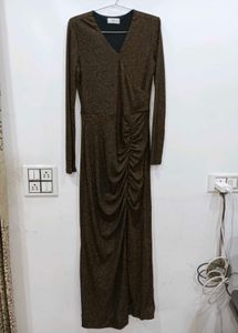 Brown Kazo Ruched Maxi Dress