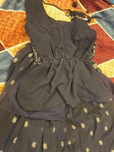 Embroidered Navy Blue Kurta Set