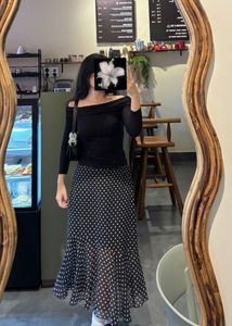 White Polka Dot Ruffle Skirt