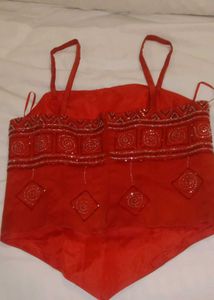 Red Beaded Ethnic Blouse