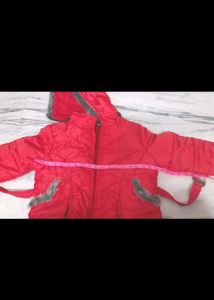 Red Padded Jacket with Fur Hood