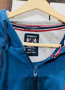 Blue Sleeveless Zip-Up Hoodie