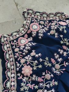 Navy Blue Embroidered Ethnic Gown