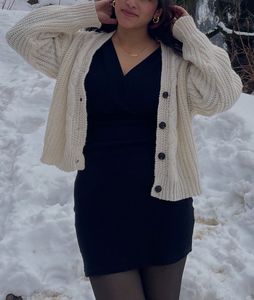 Cream Cable Knit V-Neck Cardigan