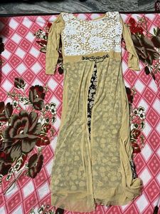 Elegant Beige Lace & Floral Maxi Dress