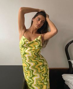 Retro Swirl Print Slip Dress