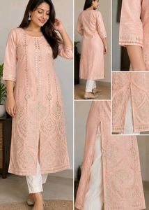 W Women Peach Pink Festive Kurta Size 8