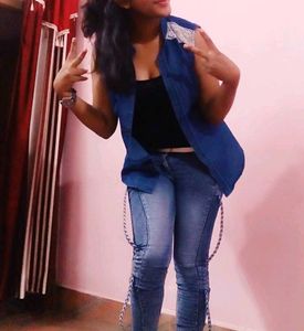 Denim Sleeveless Top with Lace