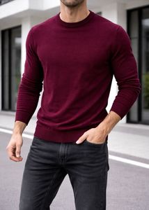 Zara Men's Maroon Crew Neck Sweater