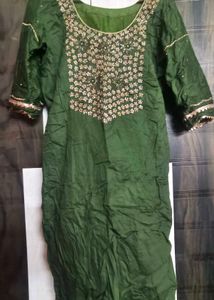 green kurta Embroidery & jardozi work.