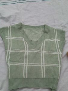 Cute Green Plaid Sweater Vest