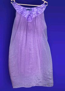 💜 Elegant Purple Shimmer Sleeveless Nighty | Soft