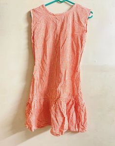 Cute Gingham Ruffle Hem Dress