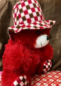 Cute Red Teddy Bear with Hat