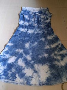 Blue Tie-Dye Denim Dress