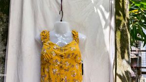 I. Yellow Floral Button-Up Mini Dress