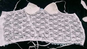 Very Beautiful Net Sexy White Blue Lace Corset