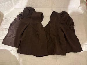 Brown Puff Sleeve Blouse