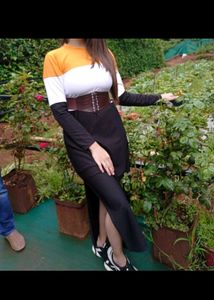 Stylish Color Block Long Sleeve Dress