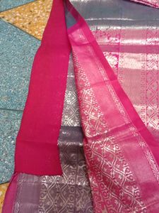 Beautiful Teal Saree with Pink Border