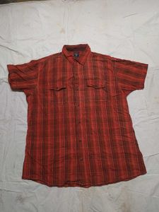 5XL Men's Red Plaid Short Sleeve Shirt