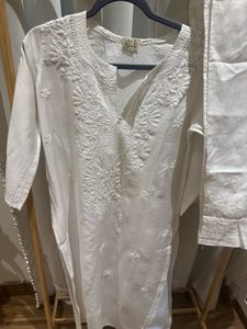 Elegant White Embroidered Modal Kurta Set