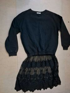 black tshirt with skirt attached