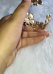 Gold Tone Flower Bracelet/ Handcuffs