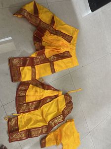 Bharatnatyam Yellow Lehenga Choli Red Border