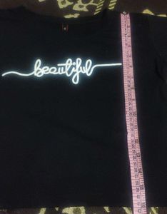 Black T-Shirt 'Beautiful' Print