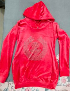 Pink rabbit fur hoody Top