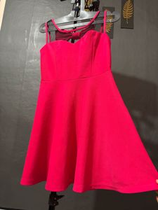 Hot Pink Fit &amp; Flare Bow Dress