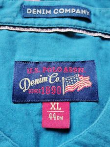 Men's Teal Band Collar Shirt