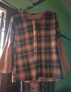 Beautiful Brown And Black Checked Stylish Top