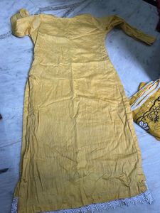 Yellow Kurta Floral Embroidery with dupatta