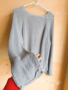 🤍Baggy Gray Knit Pullover Sweater🤍