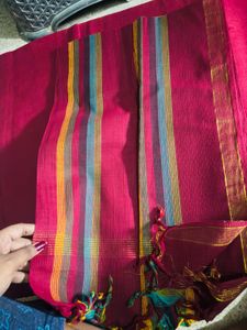 Unstitched Vibrant maroon suit peice with dupatta