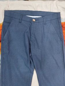 Men's Blue Printed Trousers