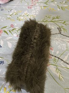 Faux Fur Olive Chain Clutch Bag