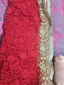 Girls Gown Red And Peach Colour
