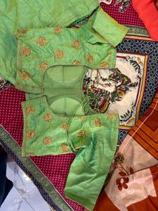 Stunning Green &amp; Red Embroidered Lehenga